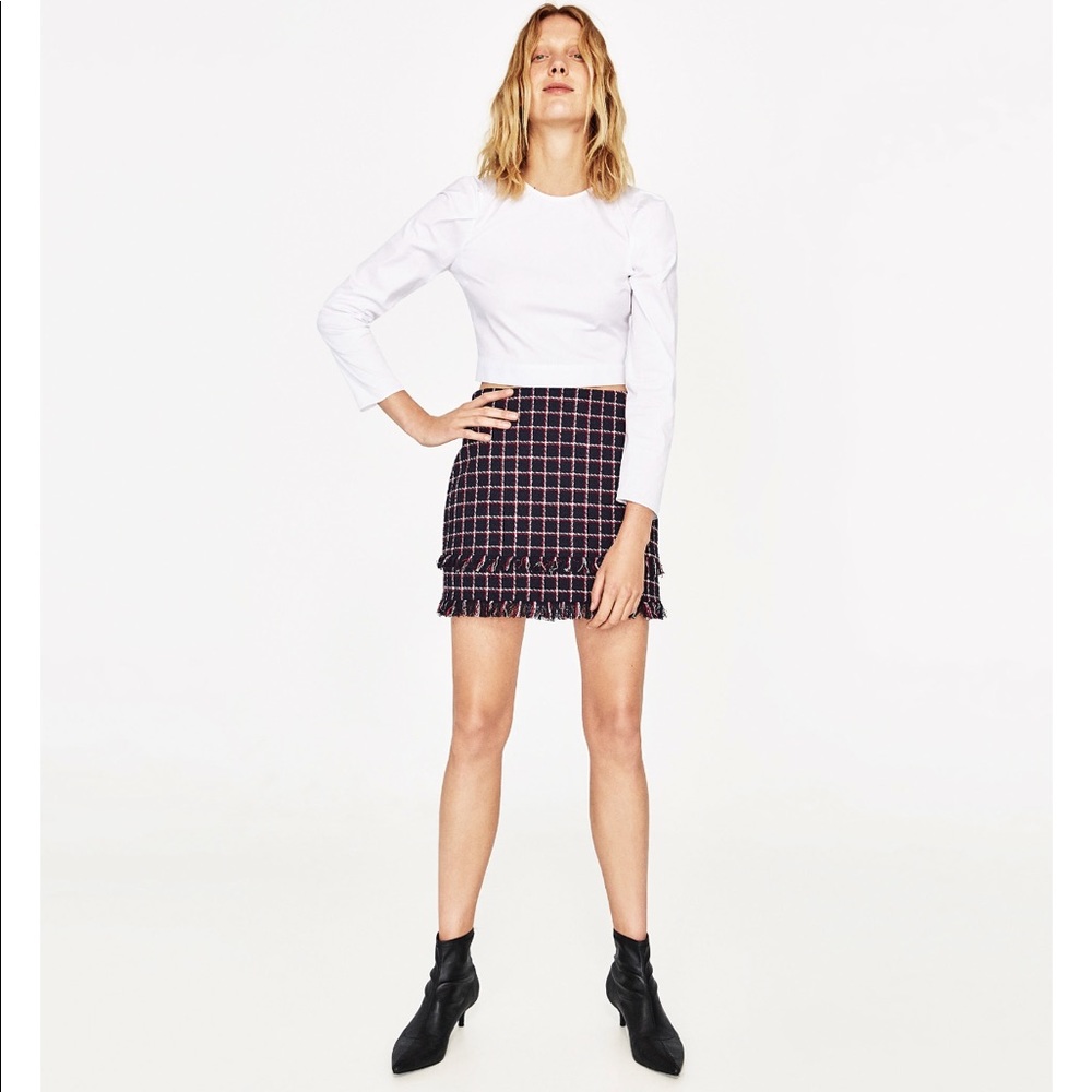 Zara red blue and white mini skirt